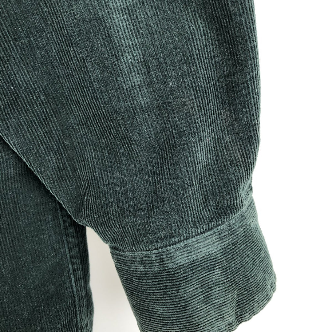 1990'S LLBean Long Sleeve Button-Down Corduroy Shirt, Men's Size Medium, Vintage cotton Green type dark green Vintage Second Hand