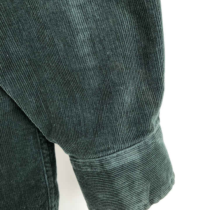 1990'S LLBean Long Sleeve Button-Down Corduroy Shirt, Men's Size Medium, Vintage cotton Green type dark green Vintage Second Hand
