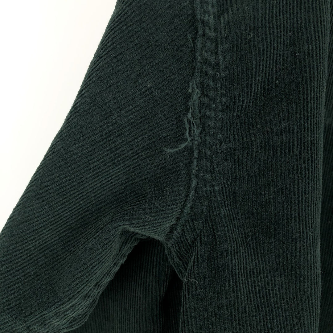 1990'S LLBean Long Sleeve Button-Down Corduroy Shirt, Men's Size Medium, Vintage cotton Green type dark green Vintage Second Hand