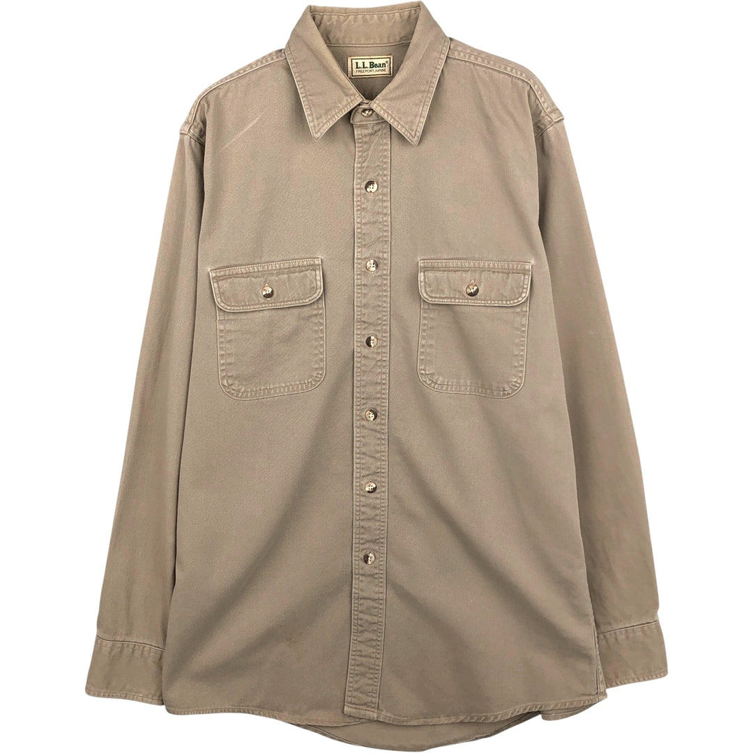 Vintage LLBean long-sleeved cotton shirt from the 1980'S to 1990s, size L, for men unclear Beige type Vintage Second Hand