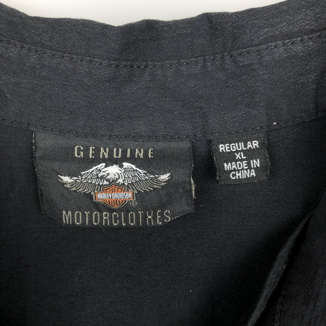 Harley-Davidson Hidden Button-Down Long Sleeve Work Shirt, Men's Size XL cotton black type Vintage Second Hand