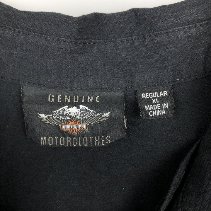 Harley-Davidson Hidden Button-Down Long Sleeve Work Shirt, Men's Size XL cotton black type Vintage Second Hand