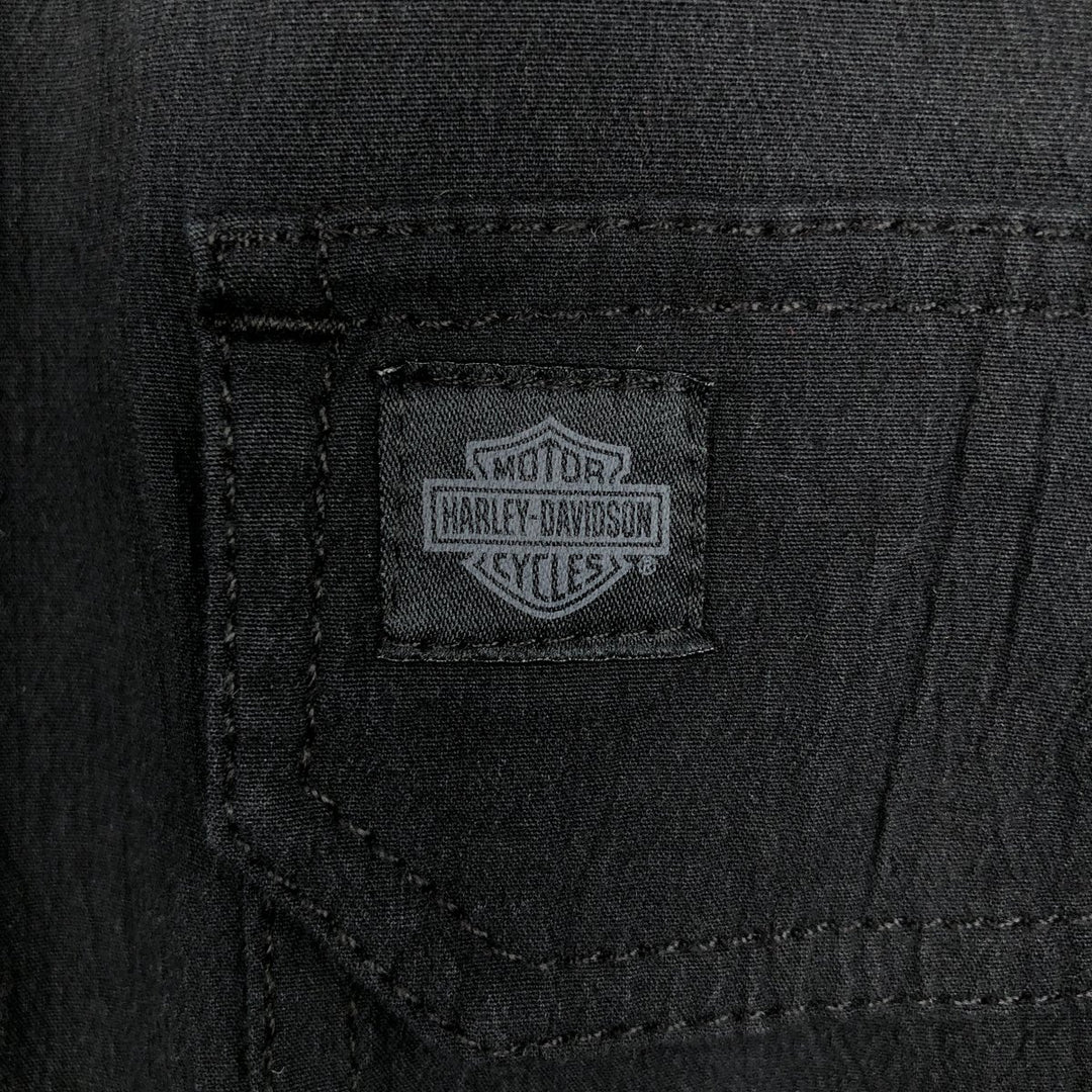 Harley-Davidson Hidden Button-Down Long Sleeve Work Shirt, Men's Size XL cotton black type Vintage Second Hand