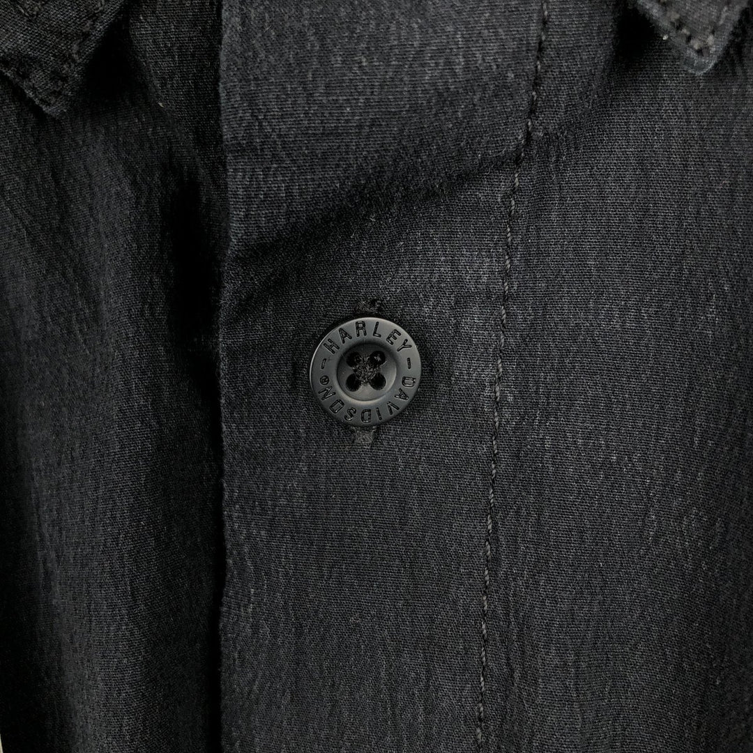 Harley-Davidson Hidden Button-Down Long Sleeve Work Shirt, Men's Size XL cotton black type Vintage Second Hand