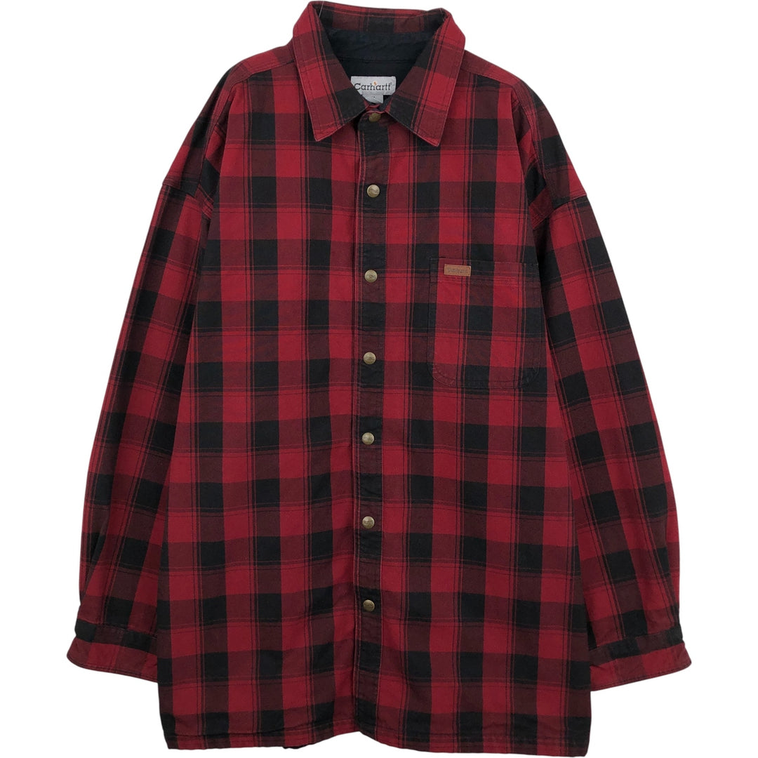 Carhartt Buffalo Check Long Sleeve Work Shirt cotton red type Vintage Second Hand