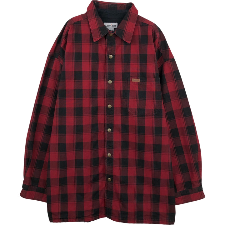 Carhartt Buffalo Check Long Sleeve Work Shirt cotton red type Vintage Second Hand