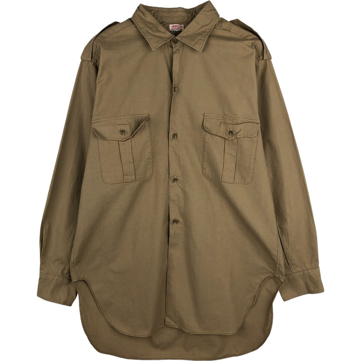 SANFOR Long Sleeve Work Shirt, Men's Size L, Vintage unclear Beige type Vintage Second Hand