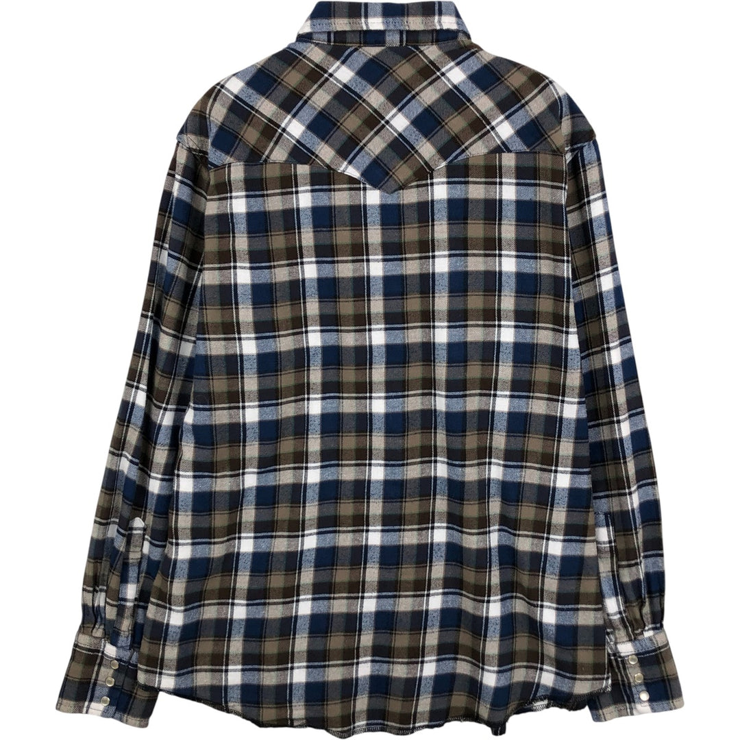 Wrangler Long Sleeve Western Flannel Check Shirt, Men's Size L unclear blue type Vintage Second Hand