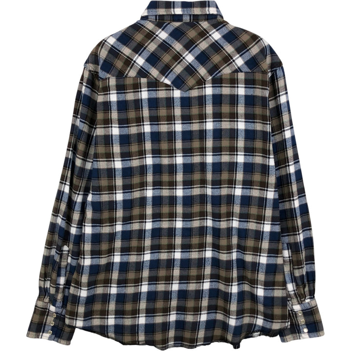 Wrangler Long Sleeve Western Flannel Check Shirt, Men's Size L unclear blue type Vintage Second Hand