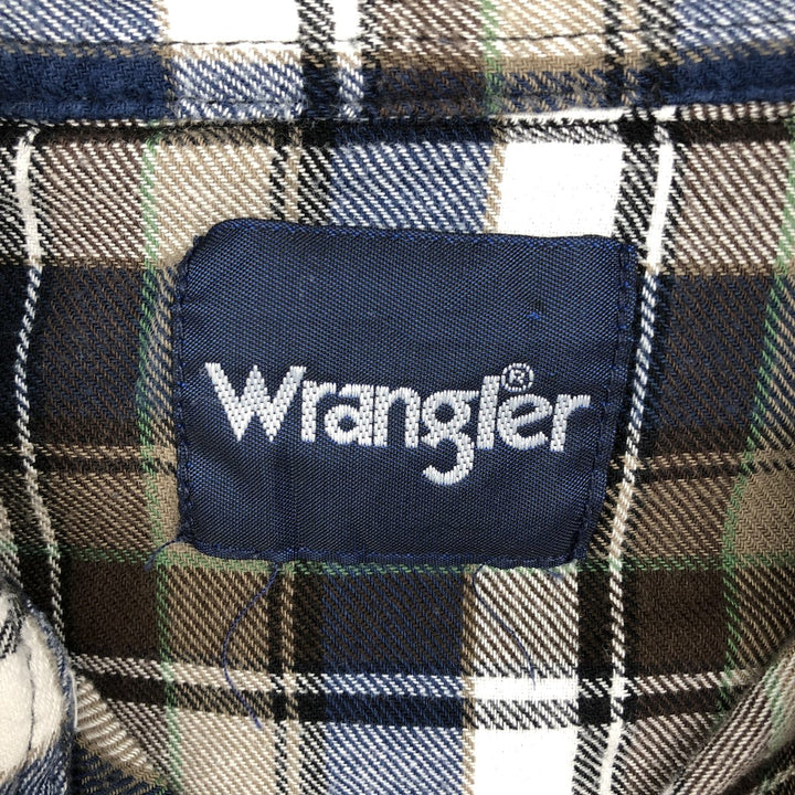 Wrangler Long Sleeve Western Flannel Check Shirt, Men's Size L unclear blue type Vintage Second Hand