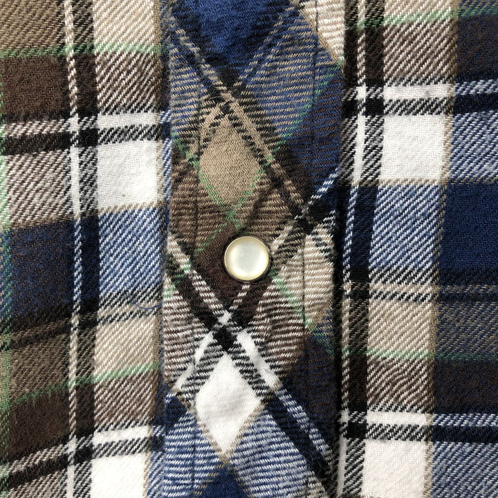 Wrangler Long Sleeve Western Flannel Check Shirt, Men's Size L unclear blue type Vintage Second Hand