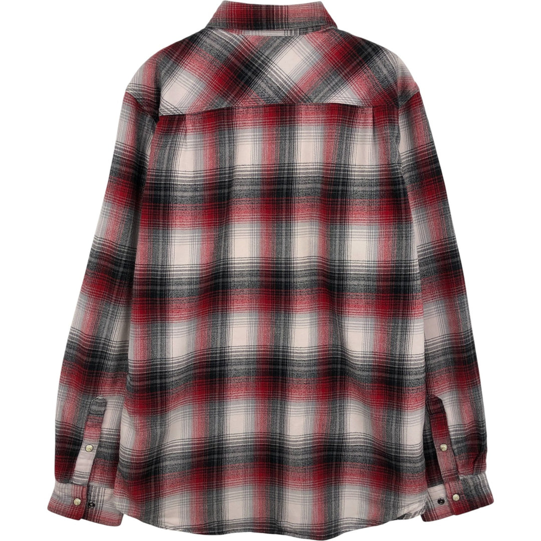 Carhartt Relaxed Fit Ombre Check Long Sleeve Western Shirt, Men's Size Medium cotton red type Vintage Second Hand