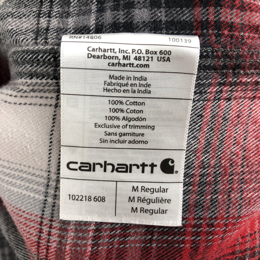 Carhartt Relaxed Fit Ombre Check Long Sleeve Western Shirt, Men's Size Medium cotton red type Vintage Second Hand