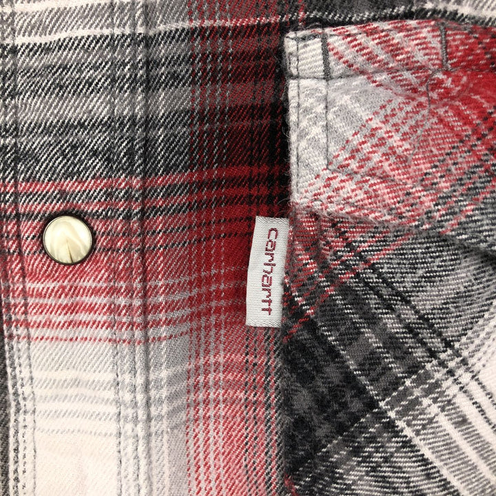 Carhartt Relaxed Fit Ombre Check Long Sleeve Western Shirt, Men's Size Medium cotton red type Vintage Second Hand