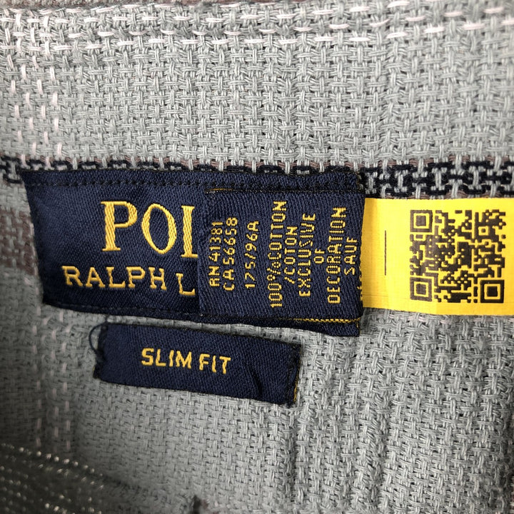 Ralph Lauren POLO RALPH LAUREN Slim Fit Long Sleeve Button-Down Check Shirt, Men's Size L cotton Blue type light blue Vintage Second Hand