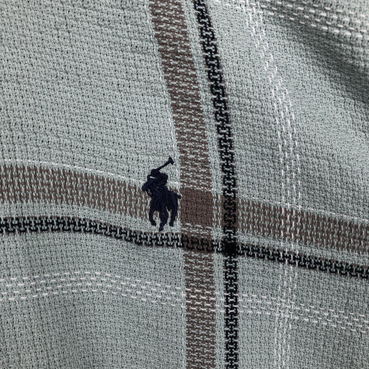 Ralph Lauren POLO RALPH LAUREN Slim Fit Long Sleeve Button-Down Check Shirt, Men's Size L cotton Blue type light blue Vintage Second Hand