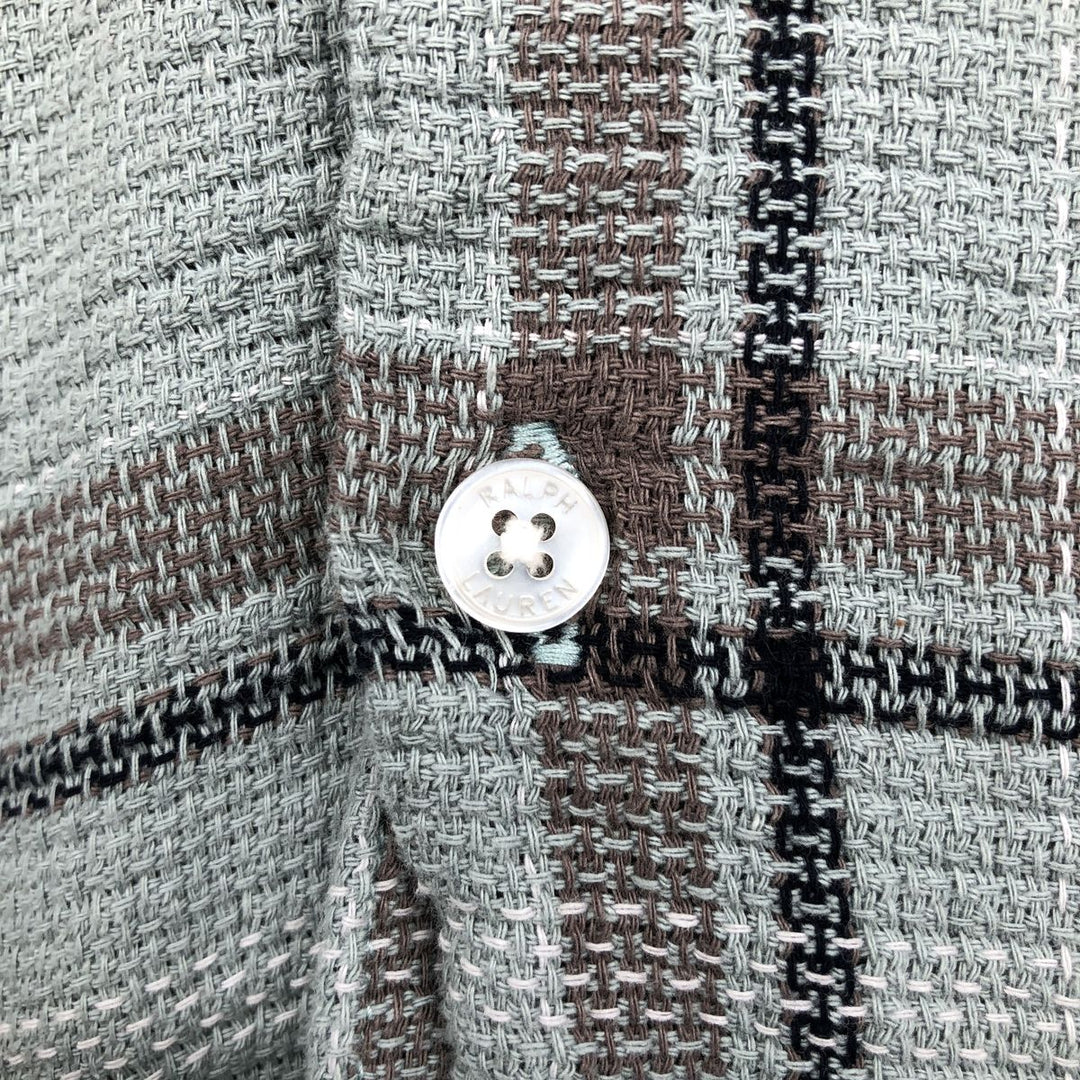 Ralph Lauren POLO RALPH LAUREN Slim Fit Long Sleeve Button-Down Check Shirt, Men's Size L cotton Blue type light blue Vintage Second Hand