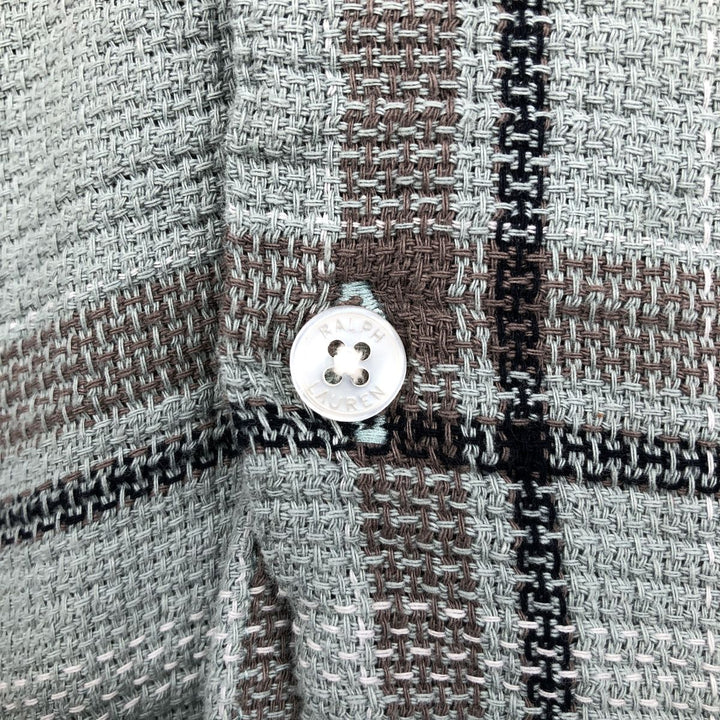 Ralph Lauren POLO RALPH LAUREN Slim Fit Long Sleeve Button-Down Check Shirt, Men's Size L cotton Blue type light blue Vintage Second Hand