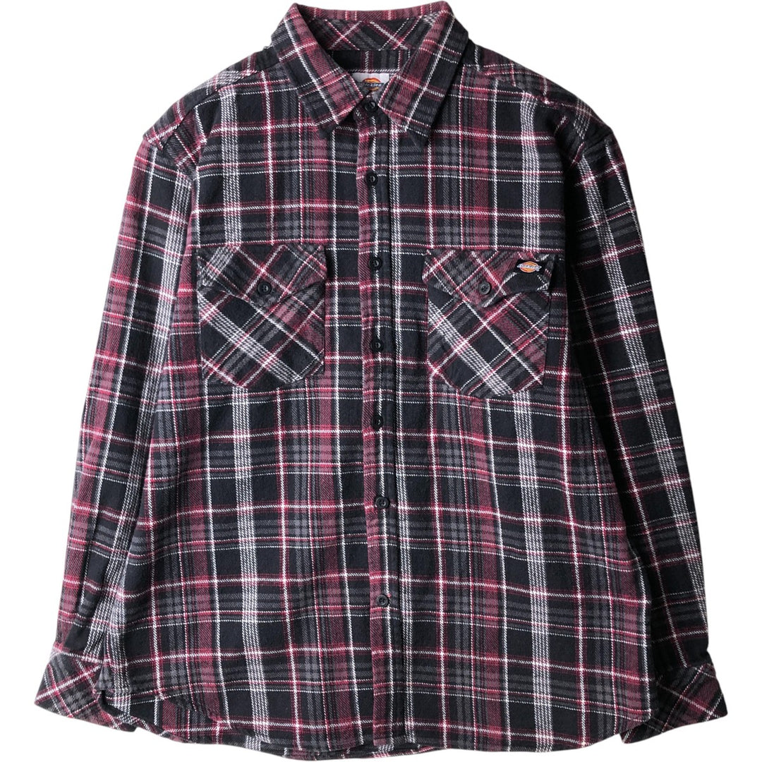 Dickies Long Sleeve Flannel Check Shirt, Men's Size L cotton red type Vintage Second Hand