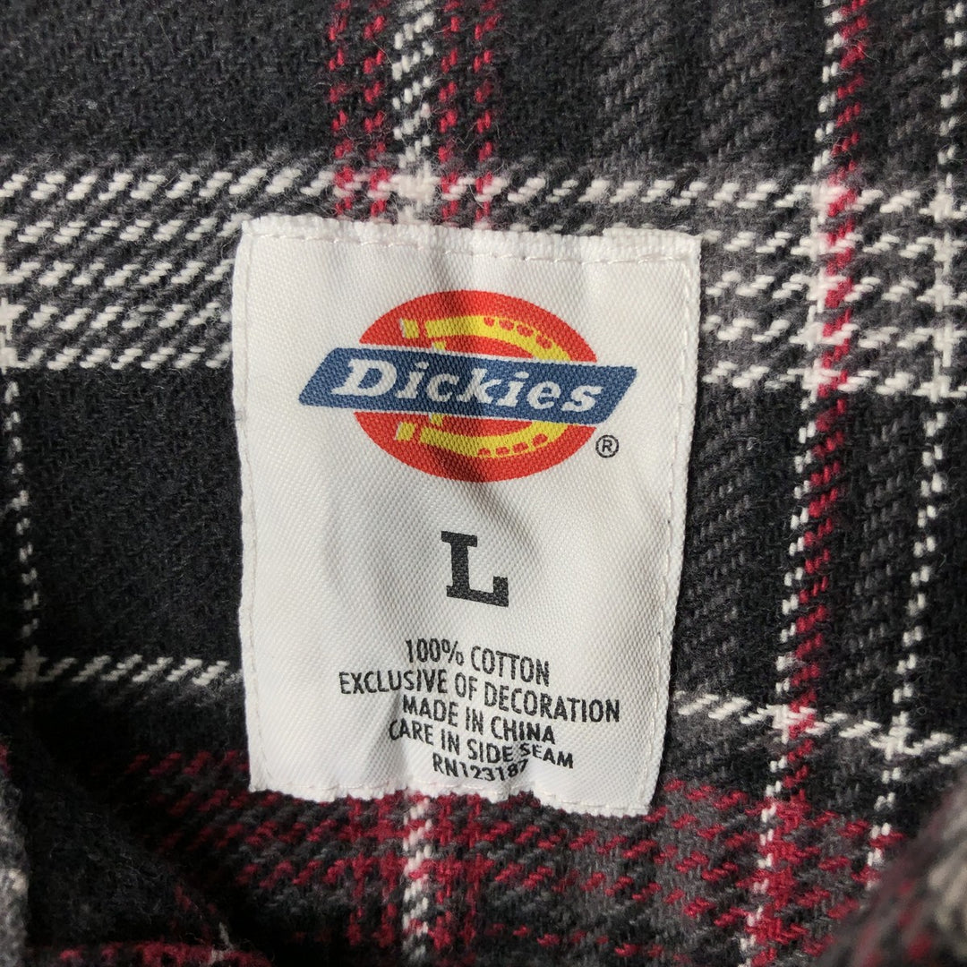 Dickies Long Sleeve Flannel Check Shirt, Men's Size L cotton red type Vintage Second Hand