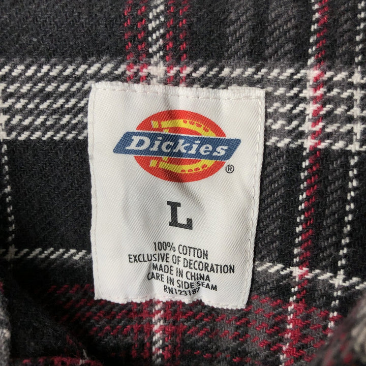 Dickies Long Sleeve Flannel Check Shirt, Men's Size L cotton red type Vintage Second Hand