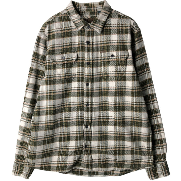 ORVIS Long Sleeve Flannel Check Shirt, Men's XL Size cotton ivory Vintage Second Hand
