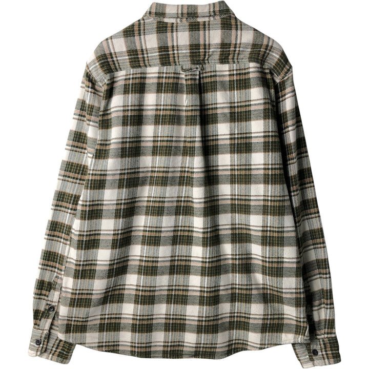 ORVIS Long Sleeve Flannel Check Shirt, Men's XL Size cotton ivory Vintage Second Hand