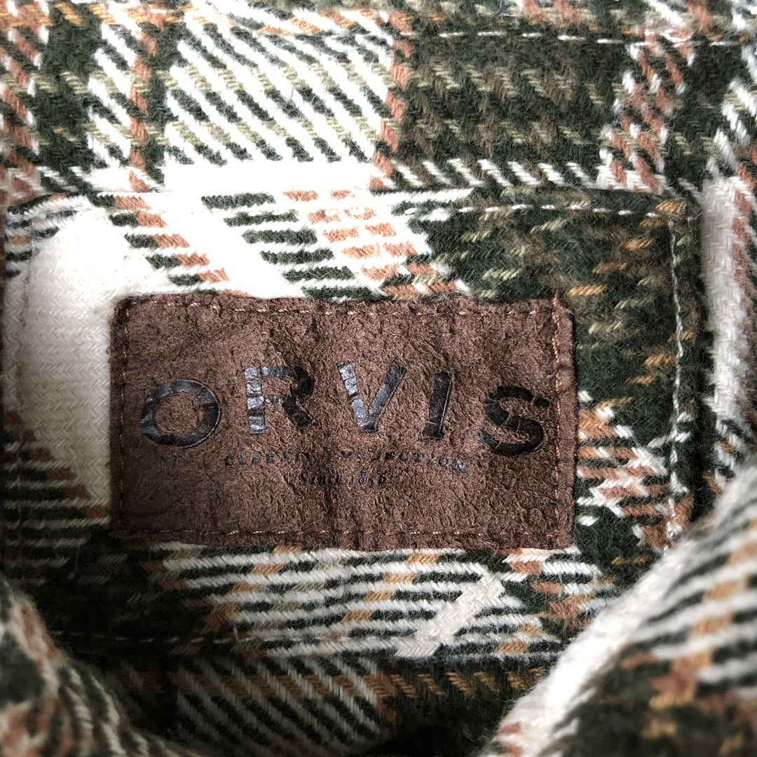 ORVIS Long Sleeve Flannel Check Shirt, Men's XL Size cotton ivory Vintage Second Hand