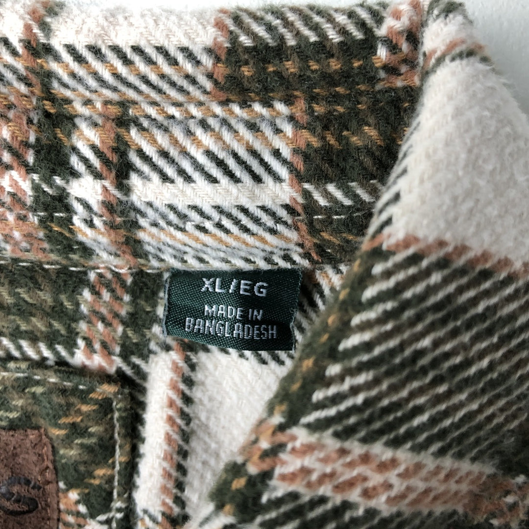ORVIS Long Sleeve Flannel Check Shirt, Men's XL Size cotton ivory Vintage Second Hand