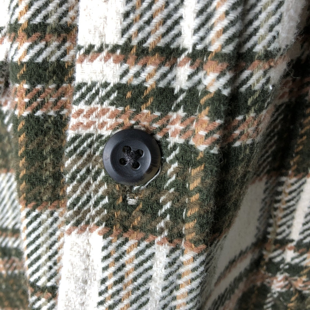 ORVIS Long Sleeve Flannel Check Shirt, Men's XL Size cotton ivory Vintage Second Hand