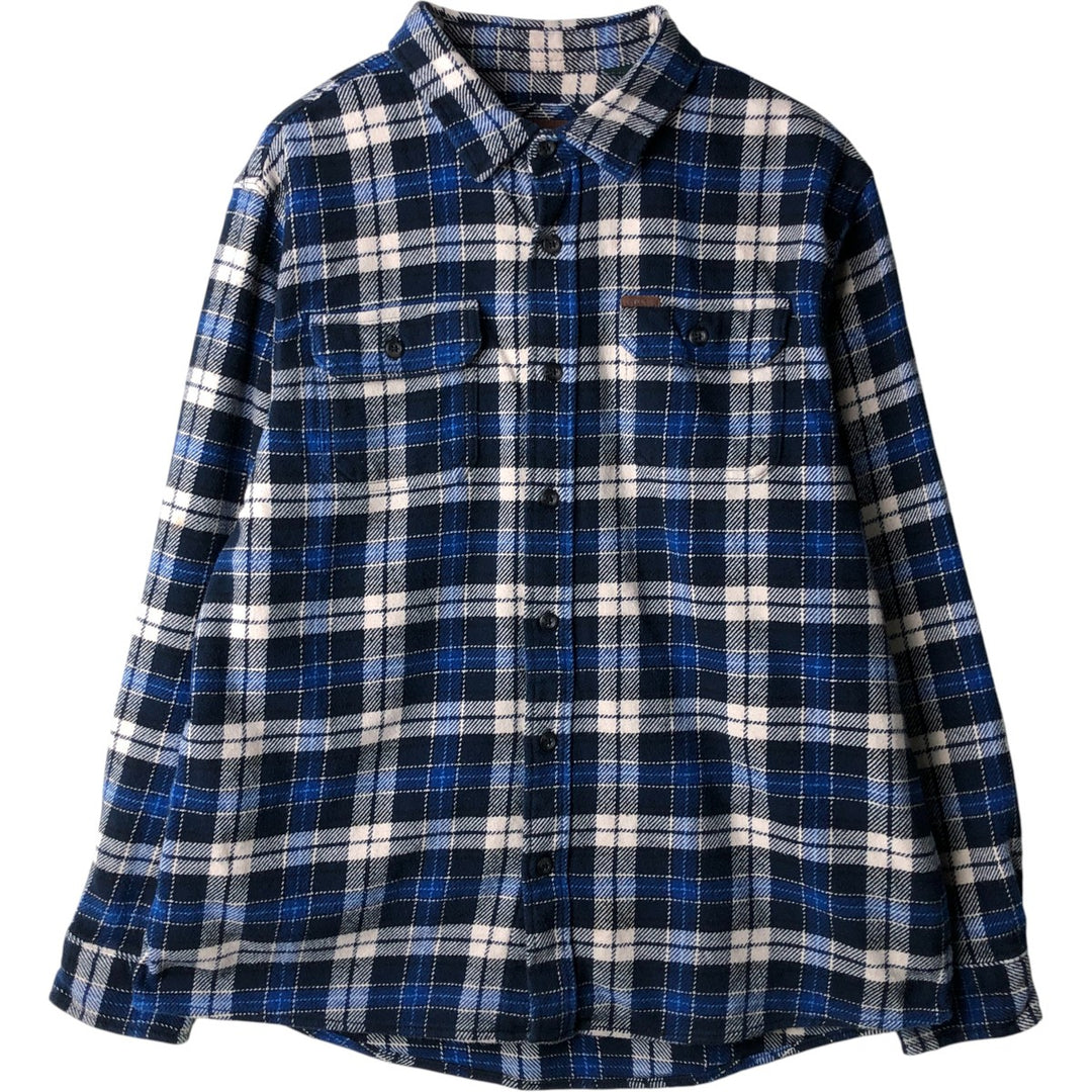 ORVIS Long Sleeve Flannel Check Shirt, Men's XL Size cotton blue type Vintage Second Hand