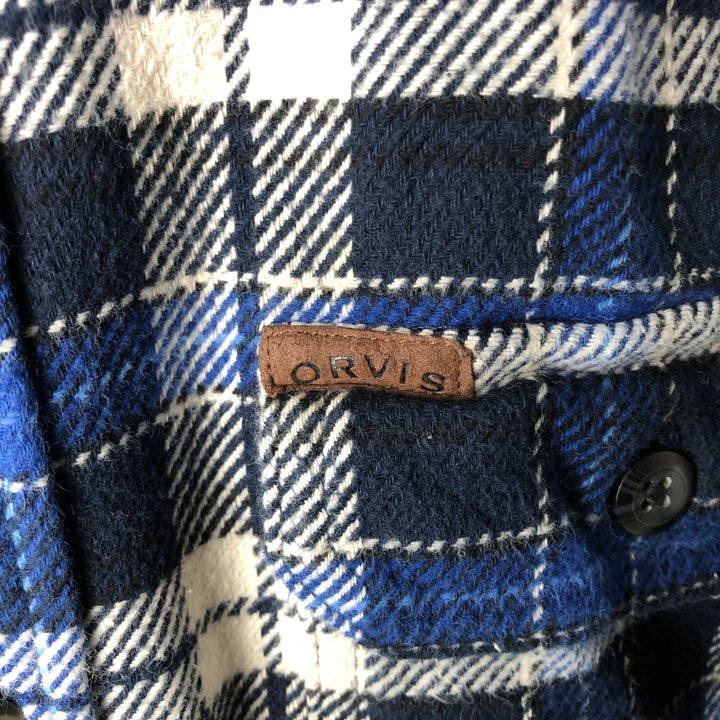 ORVIS Long Sleeve Flannel Check Shirt, Men's XL Size cotton blue type Vintage Second Hand
