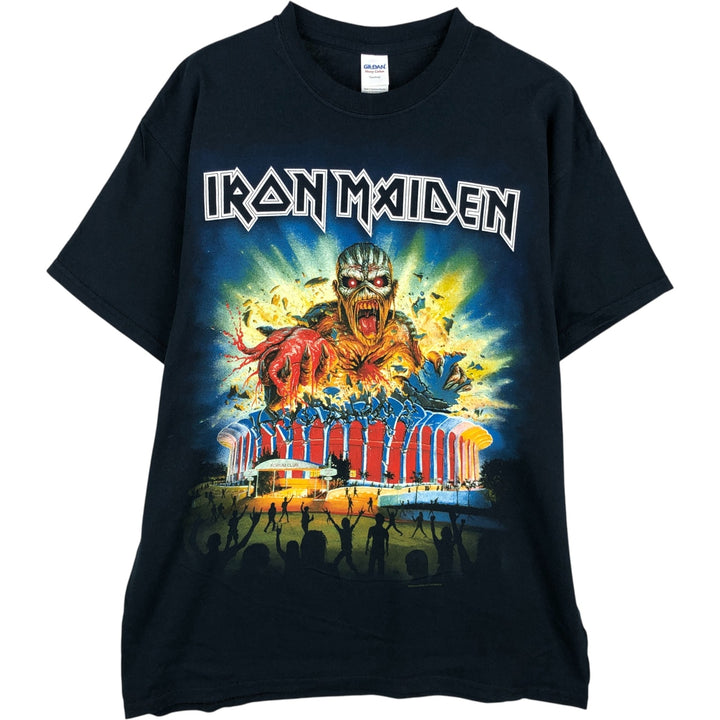 Gildan Iron Maiden Band T-Shirt, Men's L Size cotton black type Vintage Second Hand