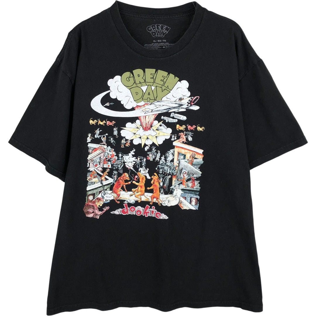 GREEN DAY Green Day Band T-shirt Band T Men's XL size cotton black type Vintage Second Hand