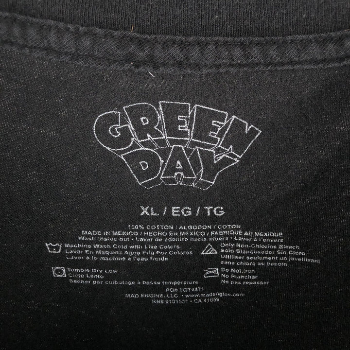 GREEN DAY Green Day Band T-shirt Band T Men's XL size cotton black type Vintage Second Hand