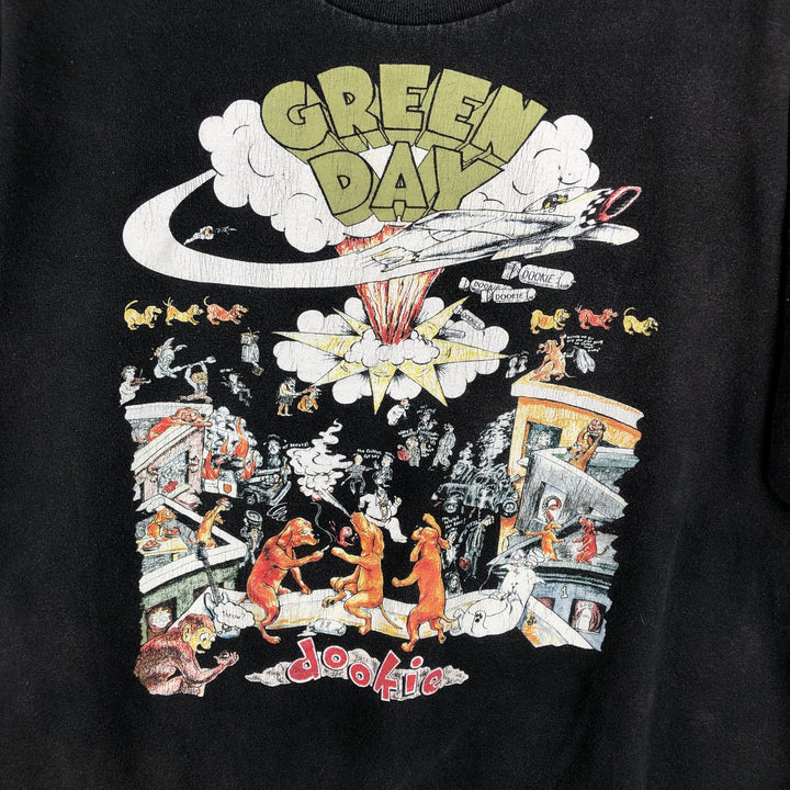 GREEN DAY Green Day Band T-shirt Band T Men's XL size cotton black type Vintage Second Hand