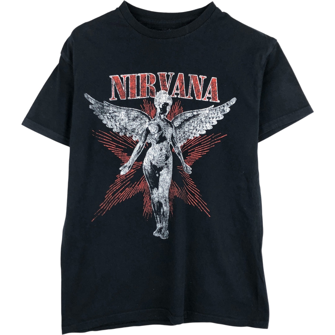 NIRVANA Nirvana Band T-shirt, Band T, Men's M size cotton black type Vintage Second Hand