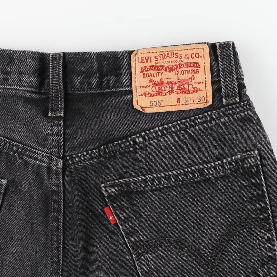 Levi's 505 Regular Fit Tapered Denim Pants, Black, Men's, Size W30 cotton black type Vintage Second Hand