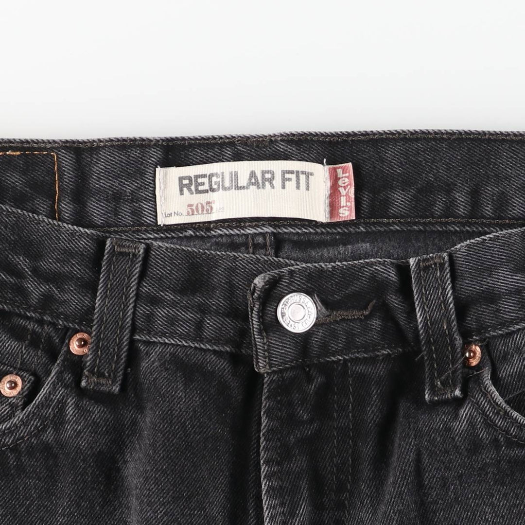 Levi's 505 Regular Fit Tapered Denim Pants, Black, Men's, Size W30 cotton black type Vintage Second Hand