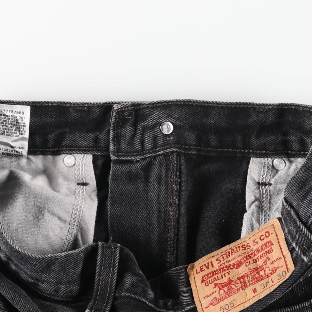 Levi's 505 Regular Fit Tapered Denim Pants, Black, Men's, Size W30 cotton black type Vintage Second Hand