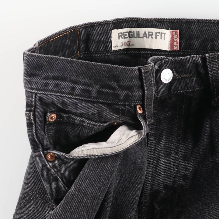 Levi's 505 Regular Fit Tapered Denim Pants, Black, Men's, Size W30 cotton black type Vintage Second Hand