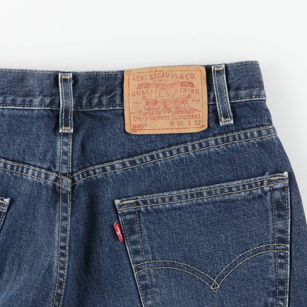 00'S Levi's 505 REGULAR FIT STRAIGHT LEG tapered denim pants for men, size w33 cotton blue type Vintage Second Hand