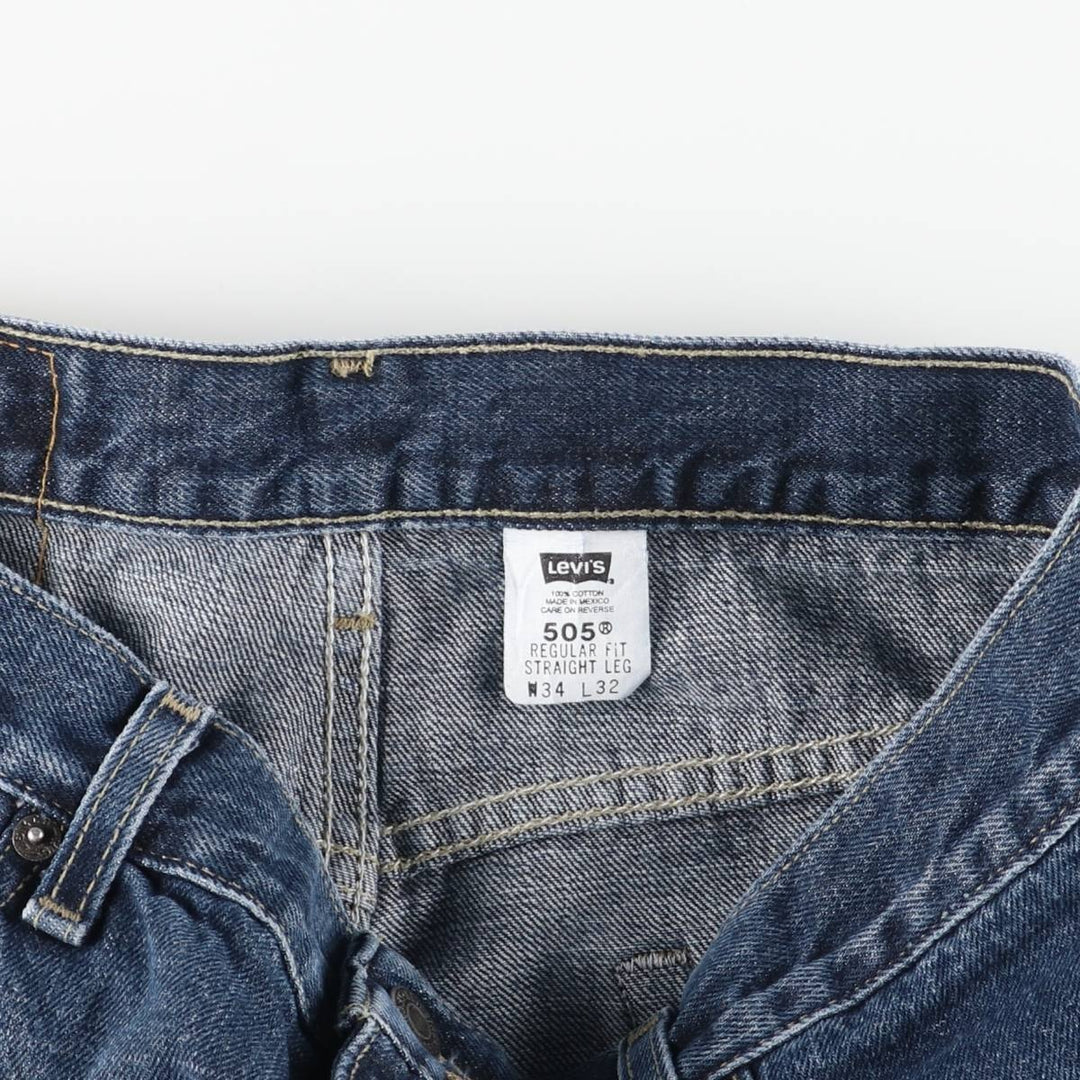 00'S Levi's 505 REGULAR FIT STRAIGHT LEG tapered denim pants for men, size w33 cotton blue type Vintage Second Hand