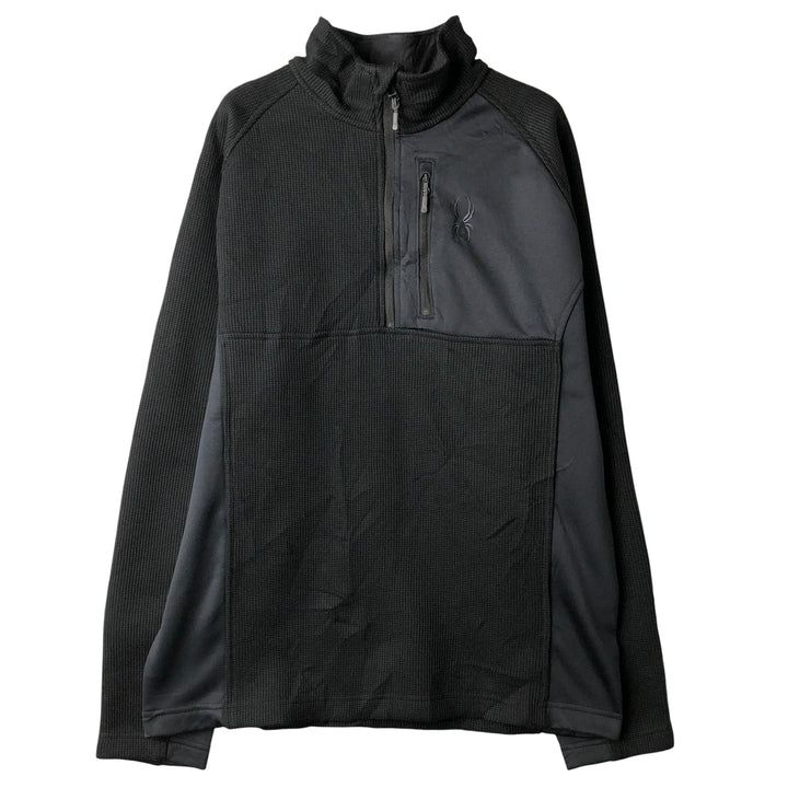 SPYDER Half Zip Zip-Up Jacket, Men's Size L polyester black type Vintage Second Hand