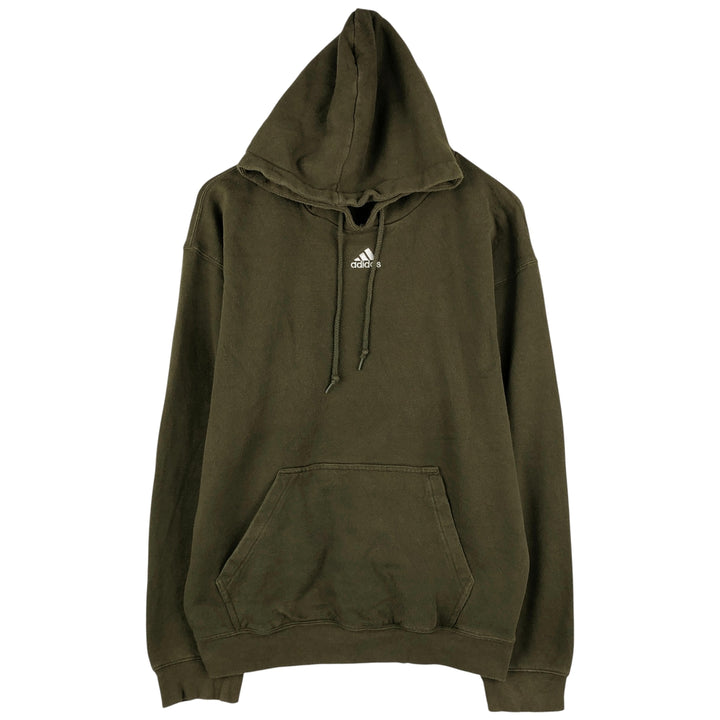 Adidas sweatshirt pullover hoodie, men's size M cotton Khaki type sage green Vintage Second Hand