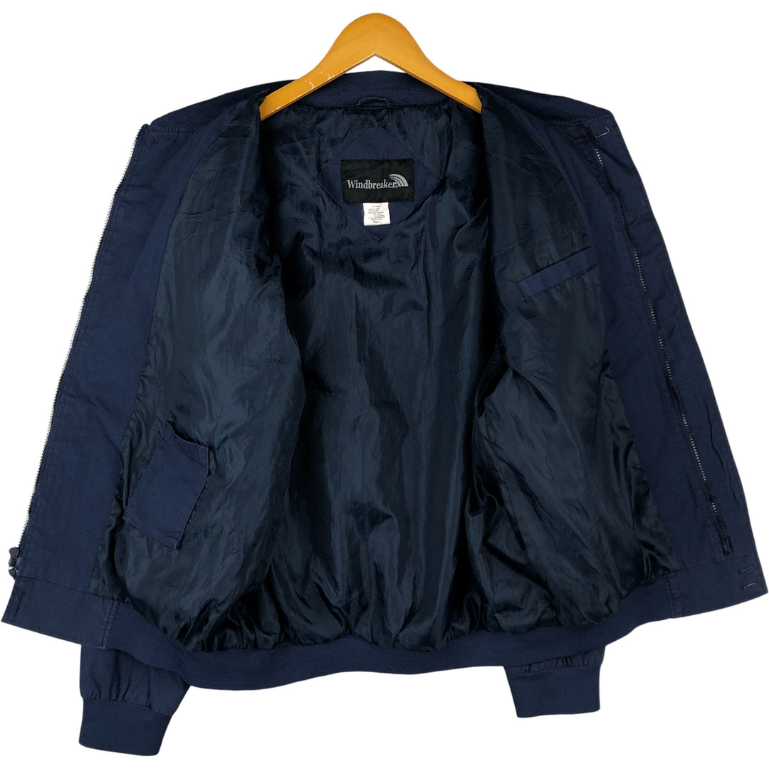 Windbreaker Derby Jacket, Cup Shoulder Jacket, Men's Size L polyester navy blue type Vintage Second Hand