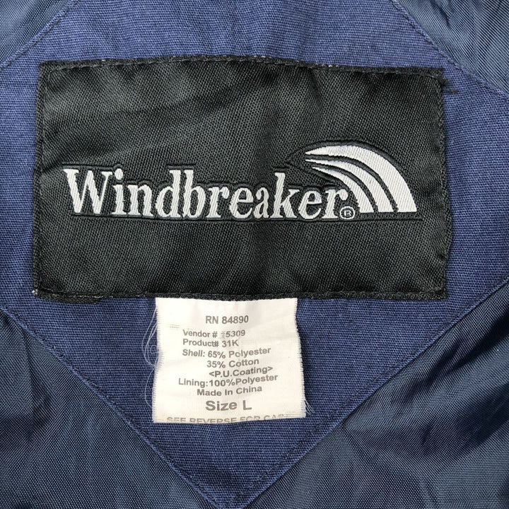 Windbreaker Derby Jacket, Cup Shoulder Jacket, Men's Size L polyester navy blue type Vintage Second Hand
