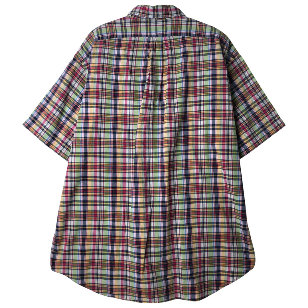 Ralph Lauren BLAKE Madras Check Short Sleeve Button Down Check Shirt Men's XL cotton navy blue type Vintage Second Hand