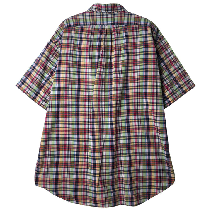 Ralph Lauren BLAKE Madras Check Short Sleeve Button Down Check Shirt Men's XL cotton navy blue type Vintage Second Hand