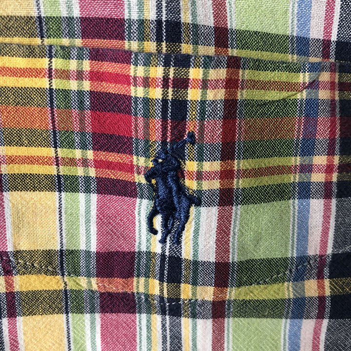 Ralph Lauren BLAKE Madras Check Short Sleeve Button Down Check Shirt Men's XL cotton navy blue type Vintage Second Hand